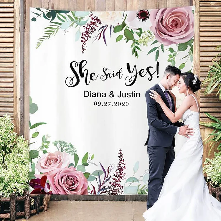 She Said Yes Bridal Shower Backdrop-BlingPainting-Customized Products Make Great Gifts