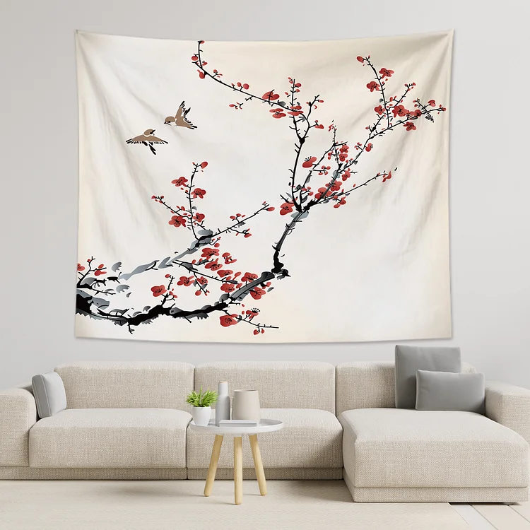 Plum Blossoms Blooming Tapestry Wall Hanging-BlingPainting-Customized Products Make Great Gifts