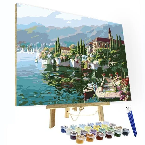 Paint by Numbers Kit -  Lakeside Garden-BlingPainting-Customized Products Make Great Gifts