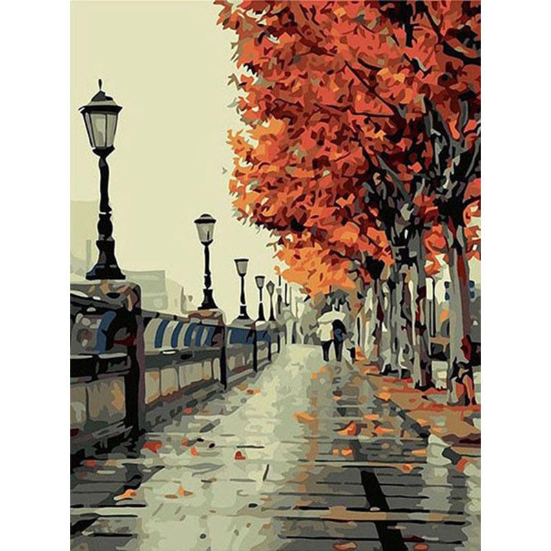Paint by Numbers Kit - Couple Walking on the Road-BlingPainting-Customized Products Make Great Gifts
