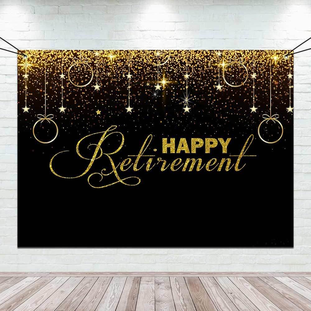Shinning Lights and Black Gold Backdrop Background Retirement Party Decor-BlingPainting-Customized Products Make Great Gifts
