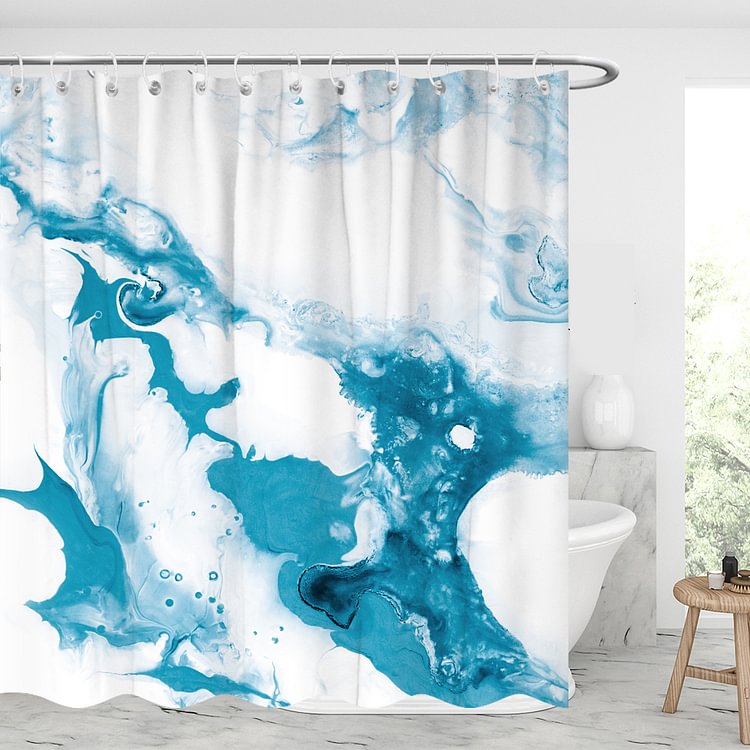Marble Pattern Painting Waterproof Shower Curtains With 12 Hooks-BlingPainting-Customized Products Make Great Gifts