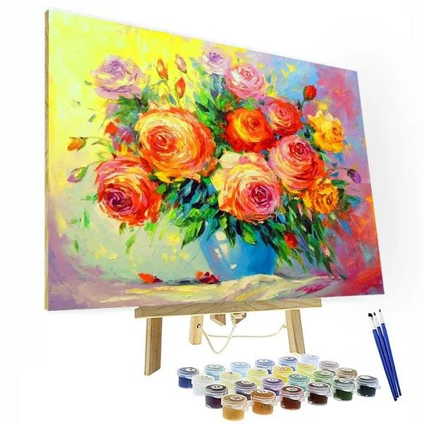 Paint by Numbers Kit - Colorful Rose-BlingPainting-Customized Products Make Great Gifts