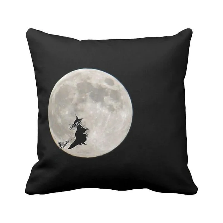 Halloween Decor Linen Witch Throw Pillow D-BlingPainting-Customized Products Make Great Gifts
