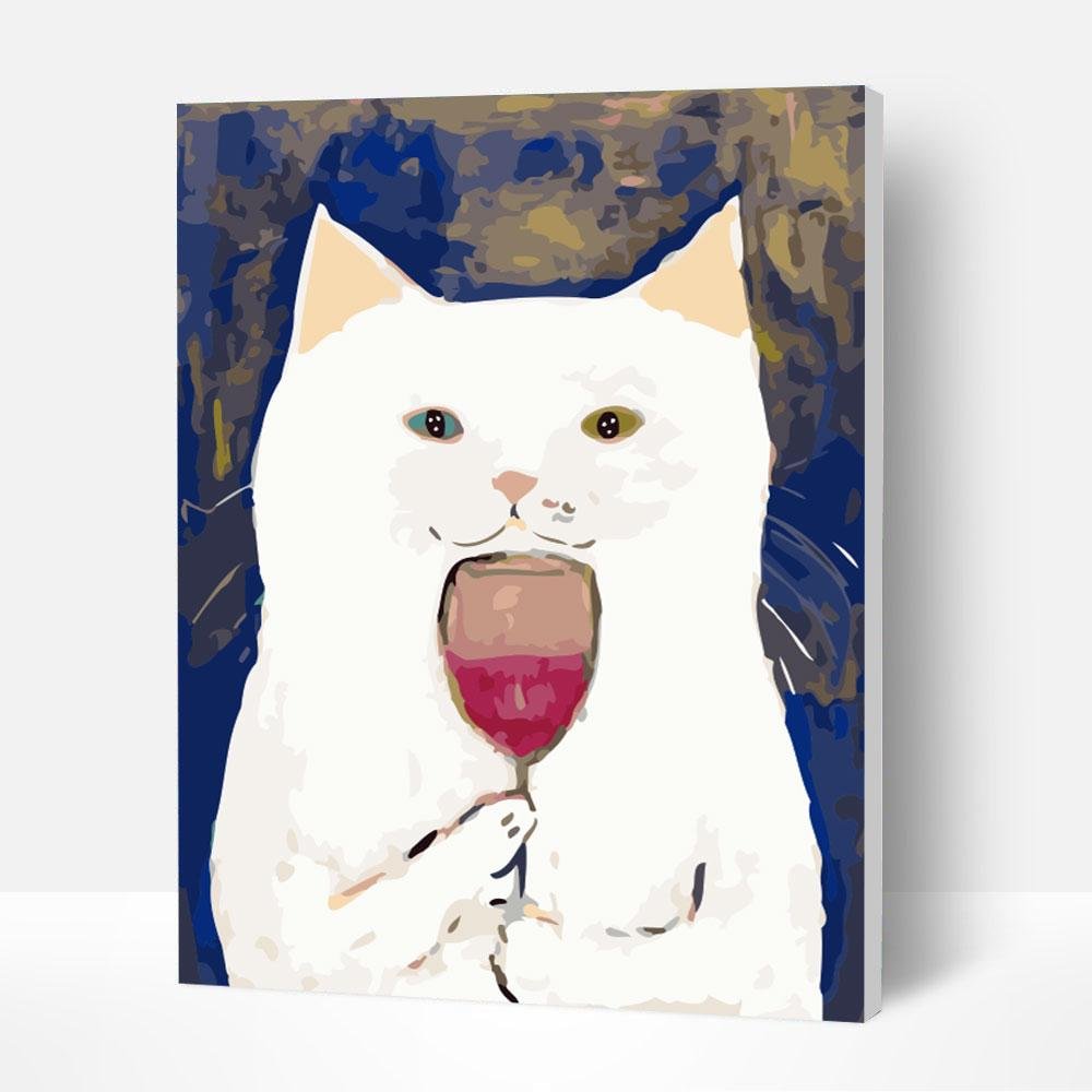 Paint by Numbers Kit - Drinking Cat-BlingPainting-Customized Products Make Great Gifts