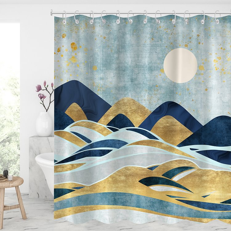 Waterproof Shower Curtains With 12 Hooks Bathroom Decor - Sunset Natural Scenery-BlingPainting-Customized Products Make Great Gifts