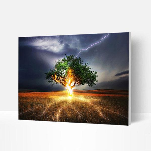 Paint by Numbers Kit -  Lightning Strike Tree-BlingPainting-Customized Products Make Great Gifts