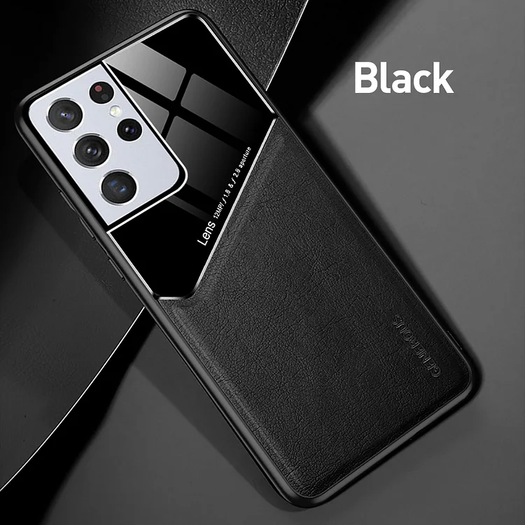 Leather Texture Car Magnetic Holder Back Cover For Samsung
