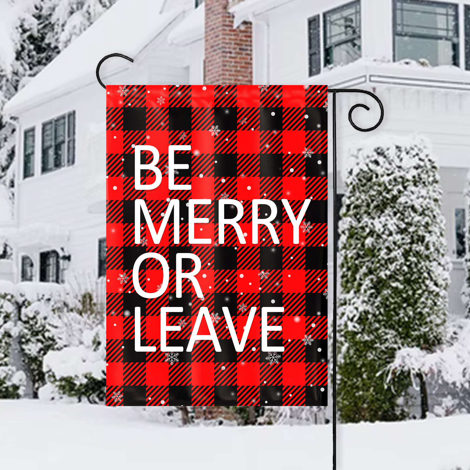 Christmas Garden Flag/House Flags Double-Sided Burlap for Garden Home Decor - Be Merry or Leave-BlingPainting-Customized Products Make Great Gifts