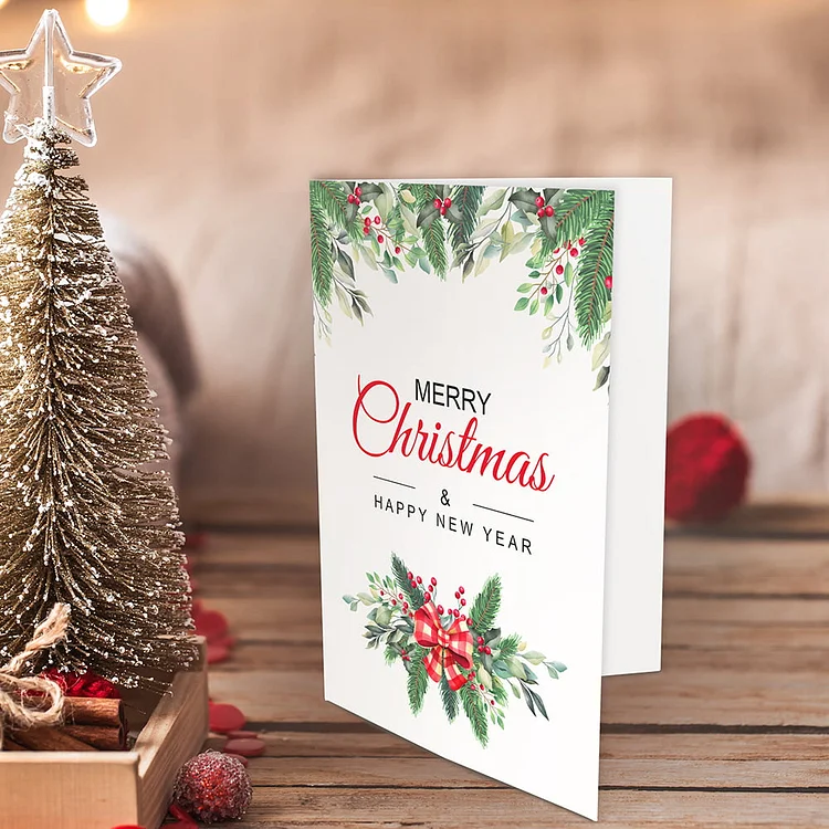 Christmas Red Berries & Holly Card with Envelope, Best Gifts-BlingPainting-Customized Products Make Great Gifts