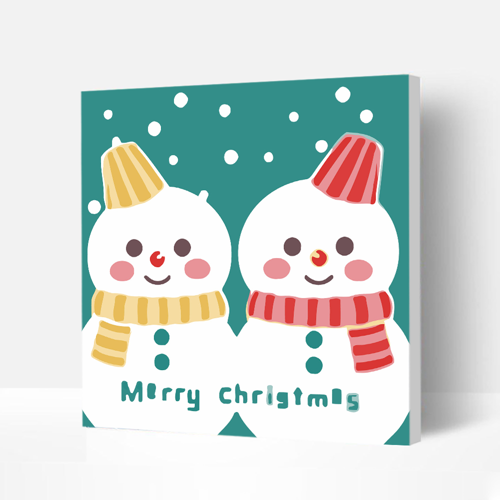 Wooden Framed Incredible Christmas Wall Art Paint with Painting Kits For Kids and Beginners - Cute Snowmen 20*20, Best Gift-BlingPainting-Customized Products Make Great Gifts
