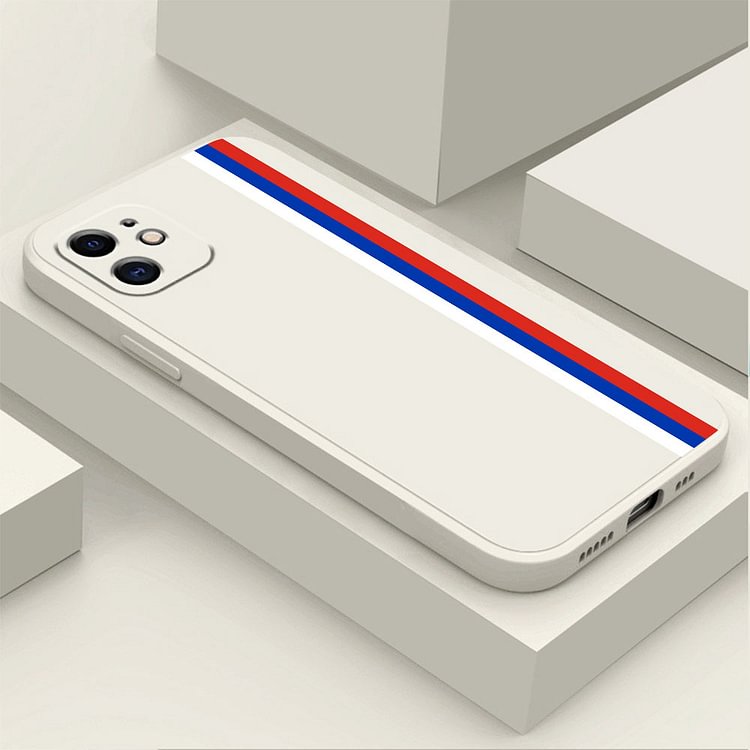 Straight Side Liquid Silicone Case For iPhone - Color White&Blue&Red