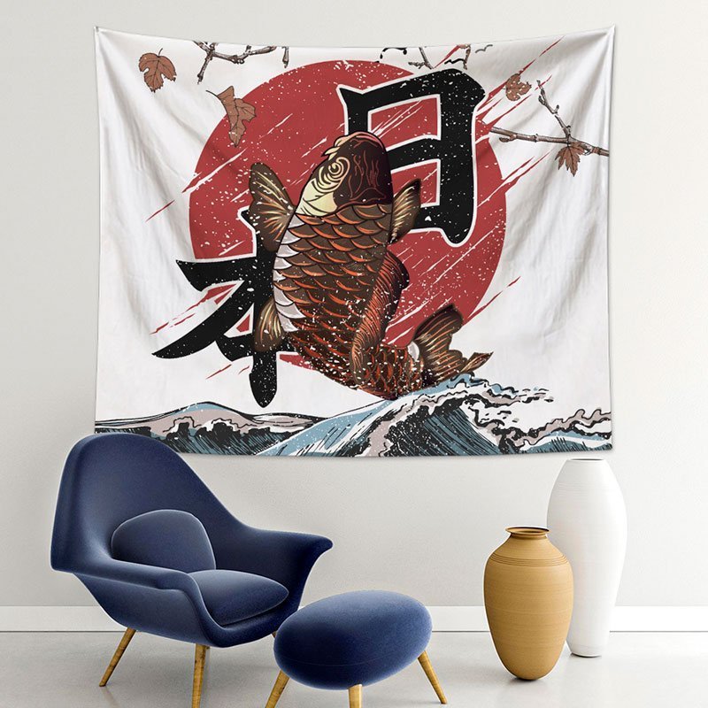 Koi Fish Tapestry Wall Hanging E-BlingPainting-Customized Products Make Great Gifts