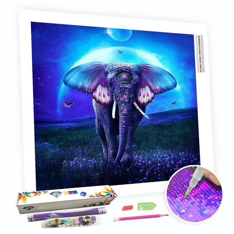 DIY Diamond Painting Kit for Adults - Psychedelic Elephant-BlingPainting-Customized Products Make Great Gifts