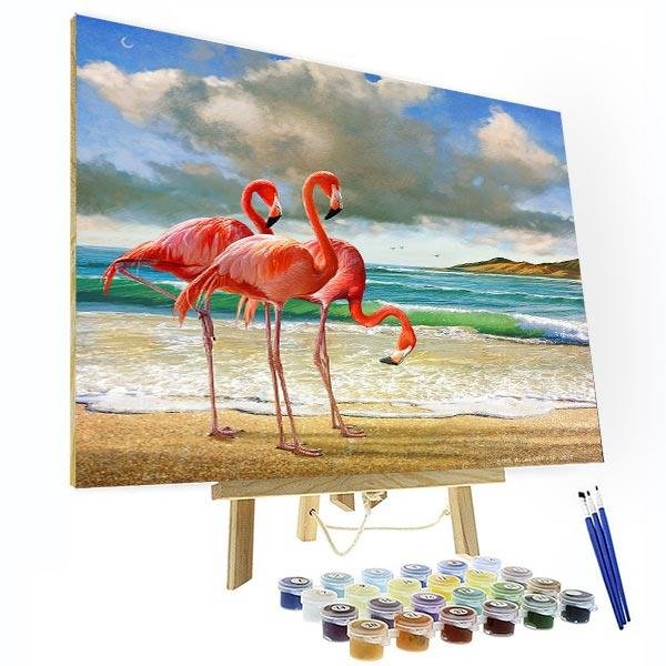 Paint by Numbers Kit - Flamingo At Beach-BlingPainting-Customized Products Make Great Gifts