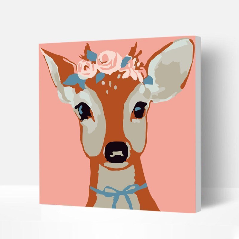 Eco-friendly Non-toxic Paint by Numbers Kit Wooden Framed for Kids & Families - Cute Deer-BlingPainting-Customized Products Make Great Gifts