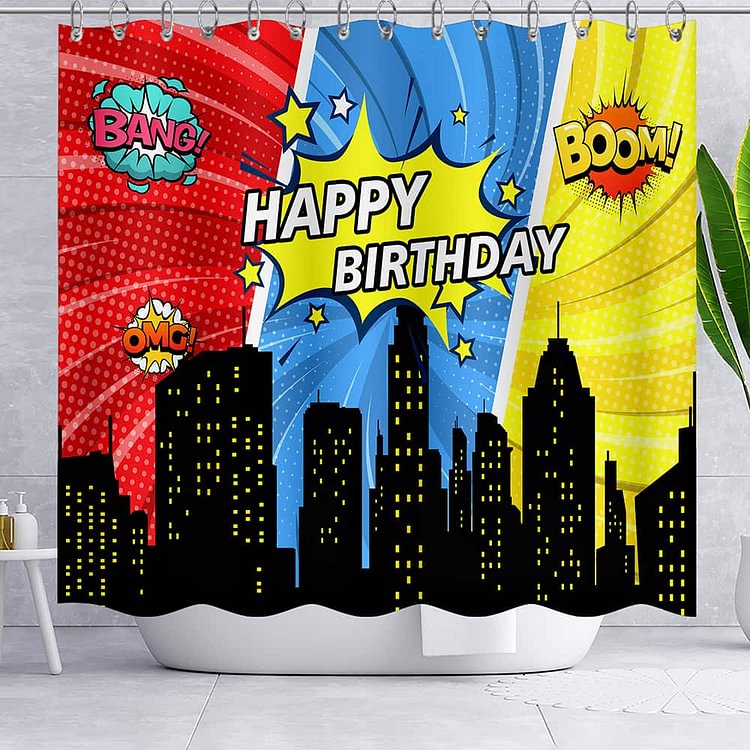 Superhero Waterproof Shower Curtains With 12 Hooks-BlingPainting-Customized Products Make Great Gifts