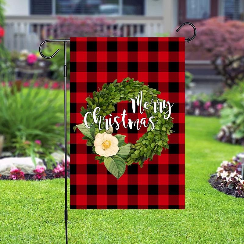 Christmas Buffalo Check Wreath Garden Flag/House Flag - Best Gifts Decor 2021-BlingPainting-Customized Products Make Great Gifts