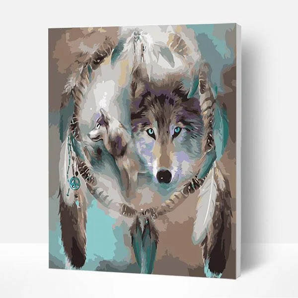 Paint by Numbers Kit - Wolf Dream Catcher-BlingPainting-Customized Products Make Great Gifts