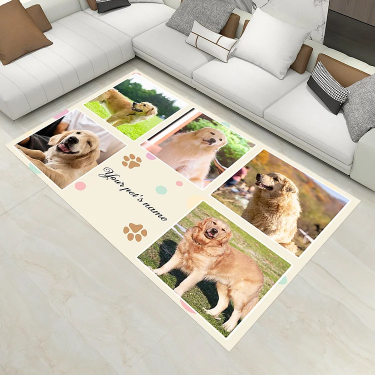 Custom Pet Photo Rug | 5-Picture Collage | Custom Size Area Rug