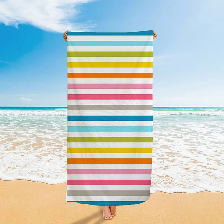 Rainbow Striped Beach Towel-BlingPainting-Customized Products Make Great Gifts