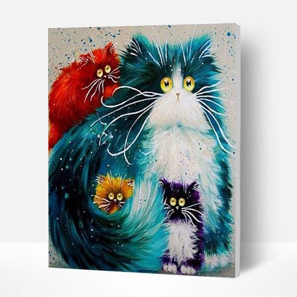 Paint by Numbers Kit - Cartoon Cats-BlingPainting-Customized Products Make Great Gifts