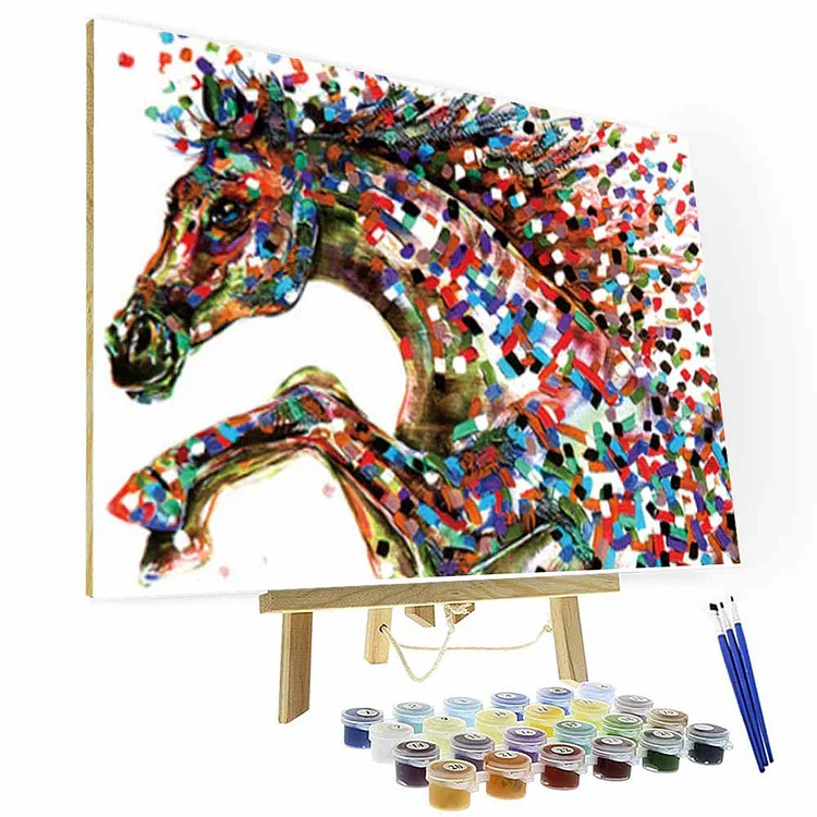 Paint by Numbers Kit - Colored Mosaic Horse - Cute Gifts-BlingPainting-Customized Products Make Great Gifts