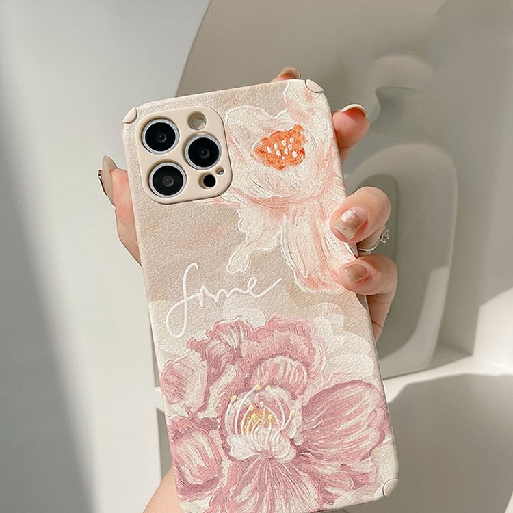 Retro Big Flower Soft Silicone 3D Leather Phone Case For iPhone