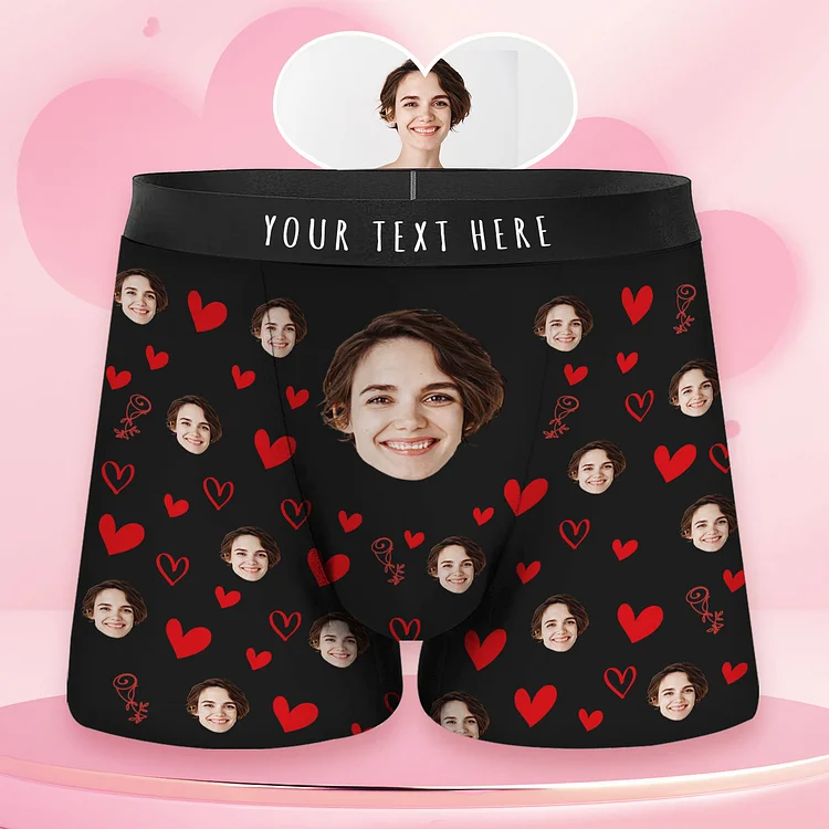 Custom Face Boxer Heart to Heart Panties Personalized Gift