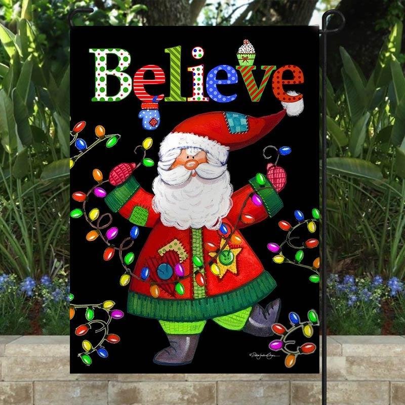 Cute Gifts Decor. Believe Christmas Santa Garden Flag/House Flag-BlingPainting-Customized Products Make Great Gifts