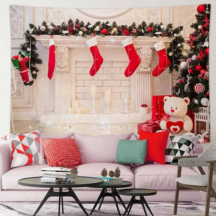 Fireplace Photography Backdrops, HD Printed Christmas Photography Backdrops, Best Christmas Wall Hanging Background - Best Gifts Decor-BlingPainting-Customized Products Make Great Gifts