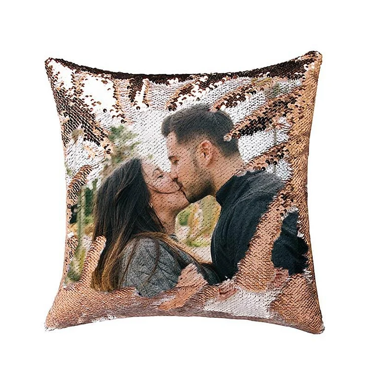 Custom Photo Reversible Sequin Throw Pillow - Personalized Gifts for Mom