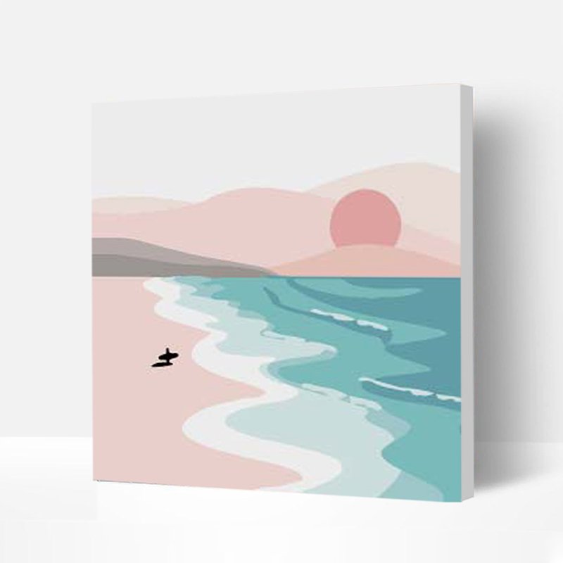 Incredible Speedy Easy Paint by Numbers Kit for Kids & Beginners - Sunset Over The Sea, wooden framed, 8*8 IN, Good Gifts 2022-BlingPainting-Customized Products Make Great Gifts
