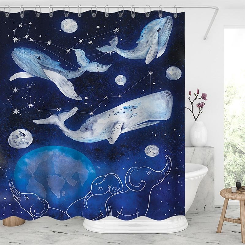 Shark & Starry Sky Shower Curtains-BlingPainting-Customized Products Make Great Gifts
