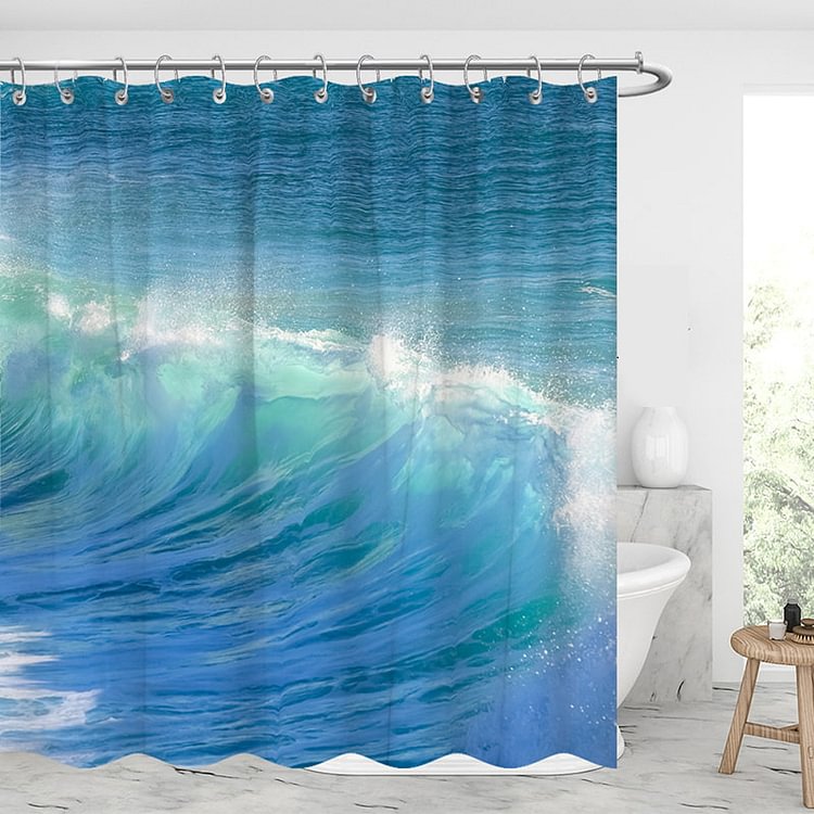 Sea Wave Shower Curtains-BlingPainting-Customized Products Make Great Gifts
