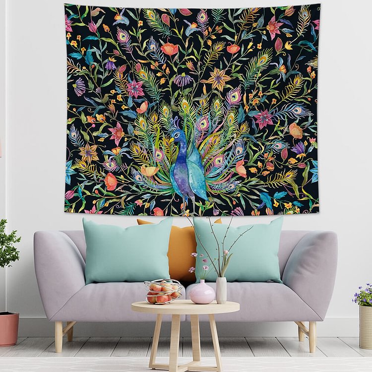 Colorful Peacock Tapestry Wall Hanging-BlingPainting-Customized Products Make Great Gifts