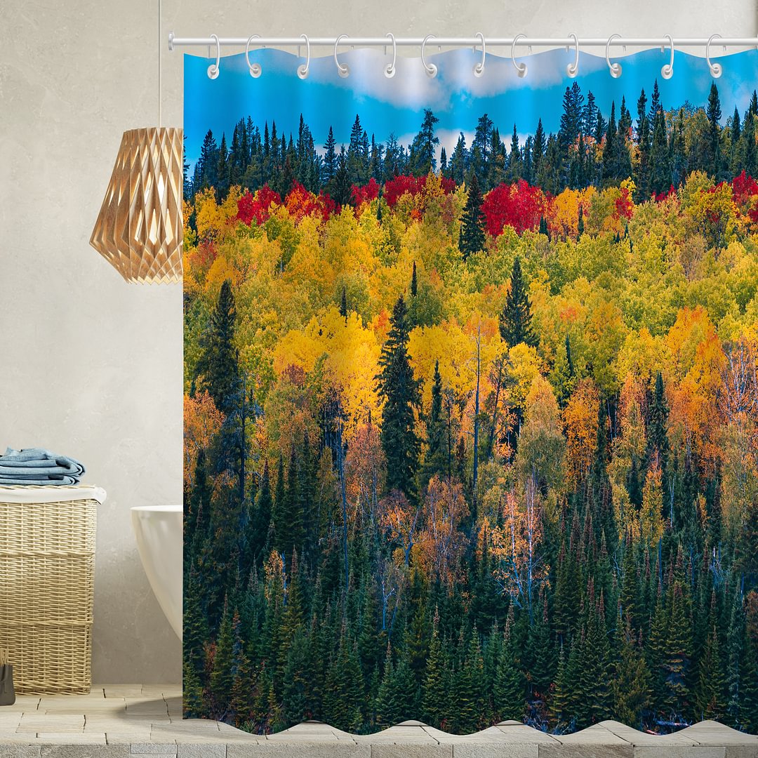 Hello October Blessings Waterproof Shower Curtains With 12 Hooks-BlingPainting-Customized Products Make Great Gifts
