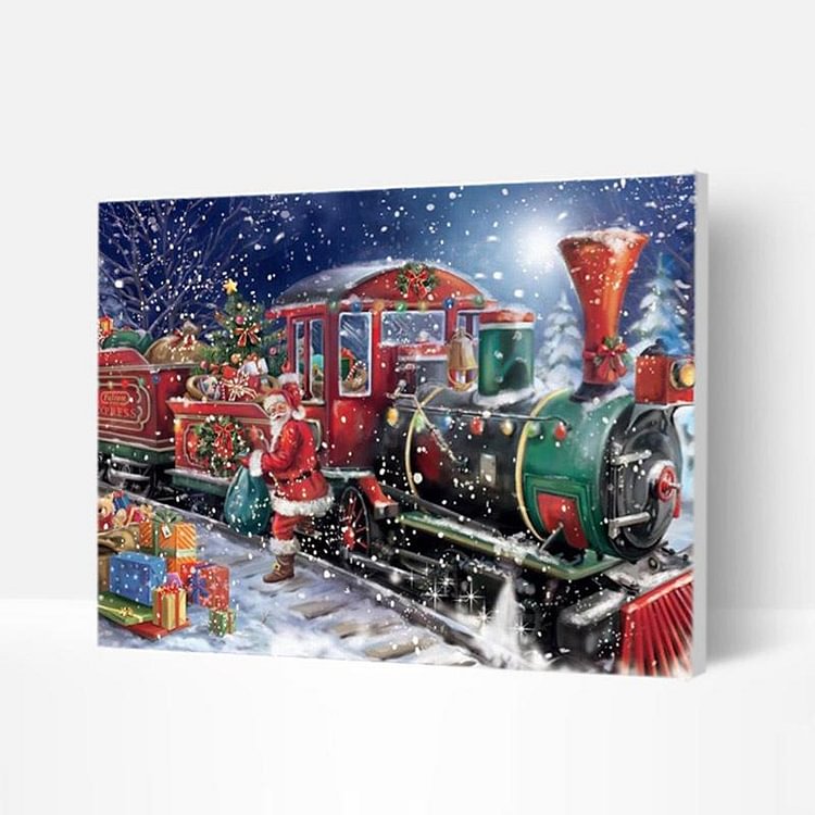 Christmas Paint by Numbers Kit - Santa Claus By The , Thoughtful Gifts-BlingPainting-Customized Products Make Great Gifts