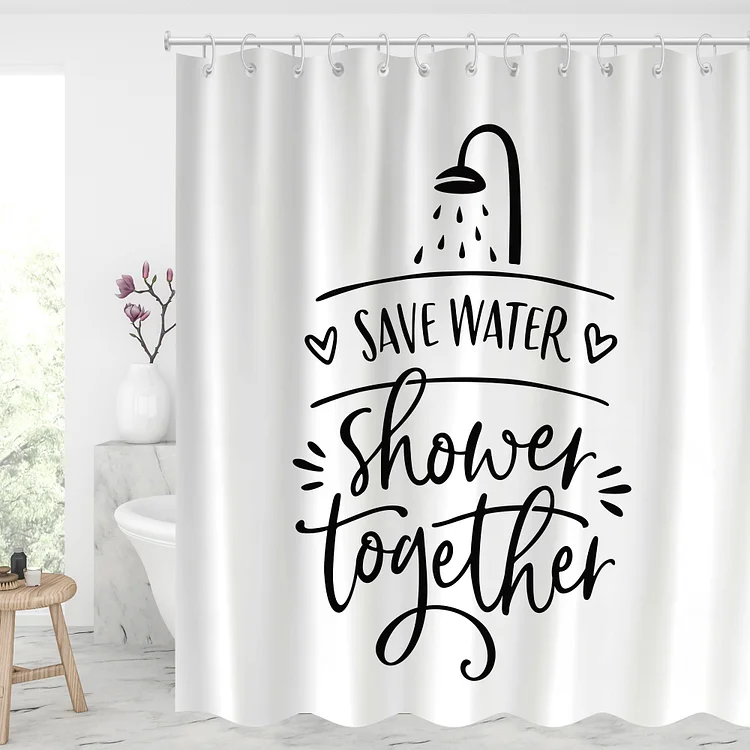 Waterproof Shower Curtains With 12 Hooks Decor - Shower Together-BlingPainting-Customized Products Make Great Gifts