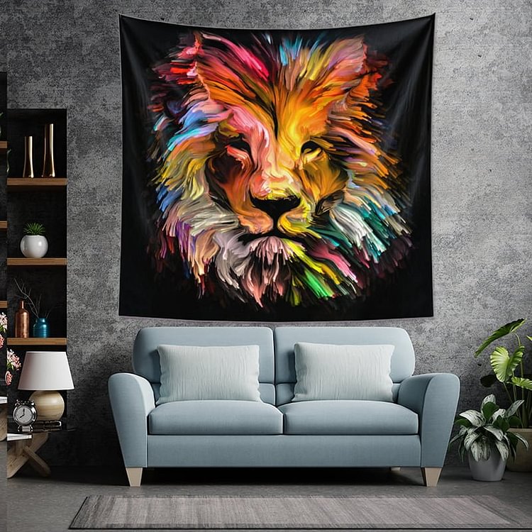 Watercolor Lion Tapestry Wall Hanging-BlingPainting-Customized Products Make Great Gifts