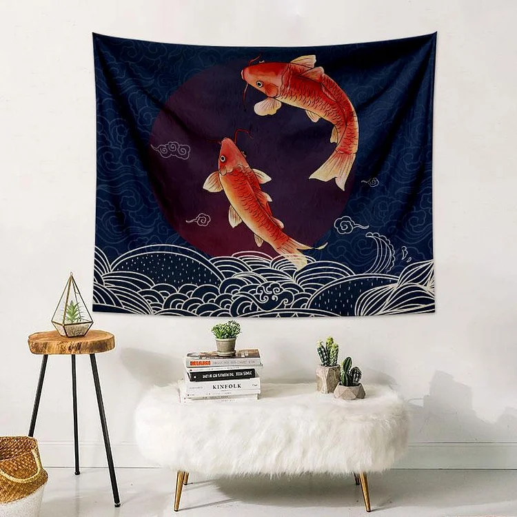 Koi Fish Tapestry Wall Hanging-BlingPainting-Customized Products Make Great Gifts