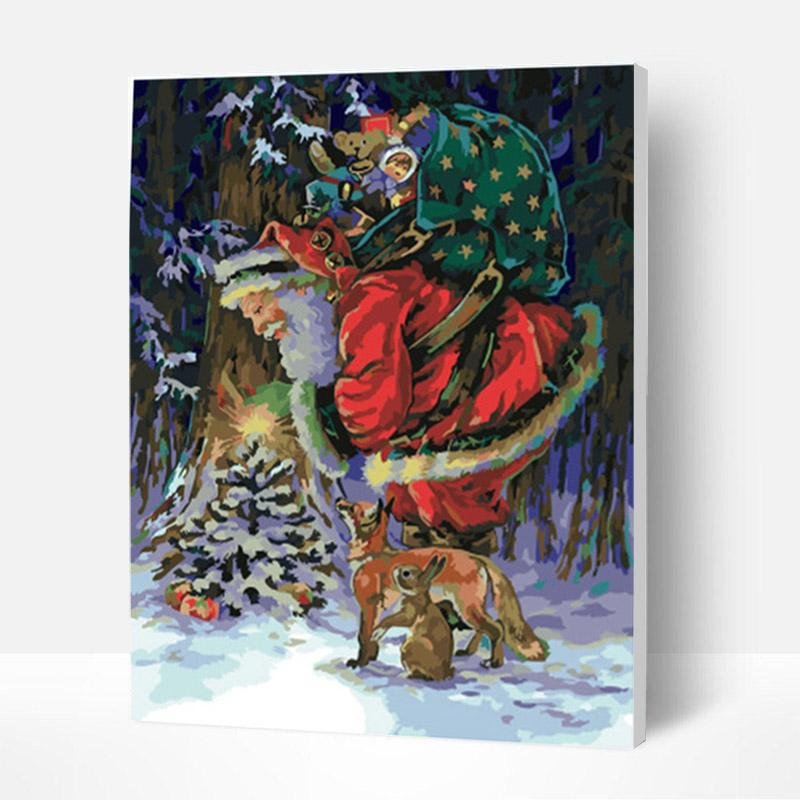 Christmas Paint by Numbers Kit - Santa Claus Carrying Gifts, Best Presents 2022-BlingPainting-Customized Products Make Great Gifts