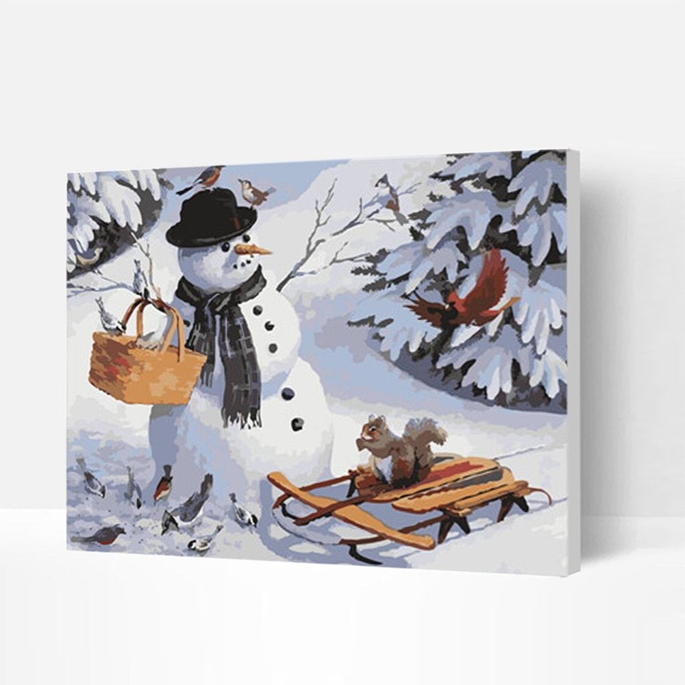 Paint by Numbers Kit - Snowman & Squirrel, Best Gifts 2021-BlingPainting-Customized Products Make Great Gifts