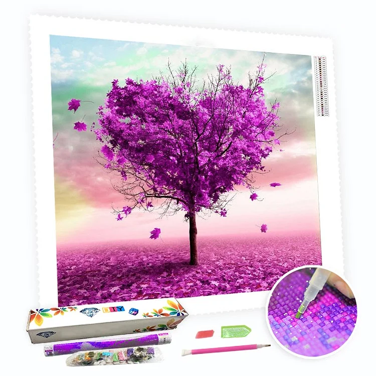 DIY Diamond Painting Kit for Adults - Purple Flower Heart Tree-BlingPainting-Customized Products Make Great Gifts