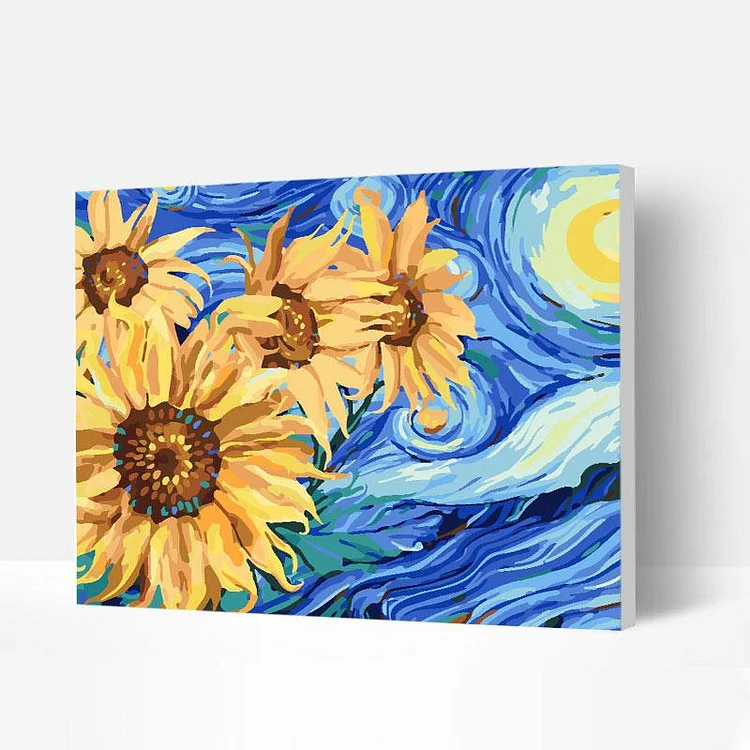 Paint by Numbers Kit - Abstract Sunflower under the Sky-BlingPainting-Customized Products Make Great Gifts