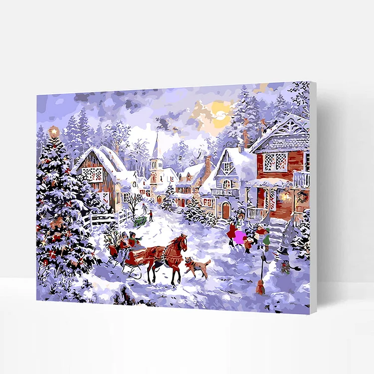 Paint by Numbers Kit - Snow Village, Top Gifts 2022-BlingPainting-Customized Products Make Great Gifts