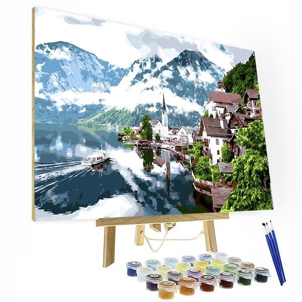 Paint by Numbers Kit - Fantasy Village Landscape-BlingPainting-Customized Products Make Great Gifts