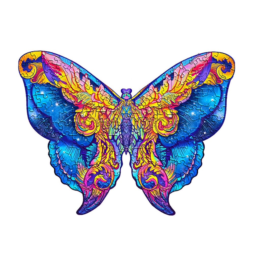 Blue Butterfly Shape Wooden Irregular Jigsaw Puzzles for Kids & Adults, Top Gifts-BlingPainting-Customized Products Make Great Gifts