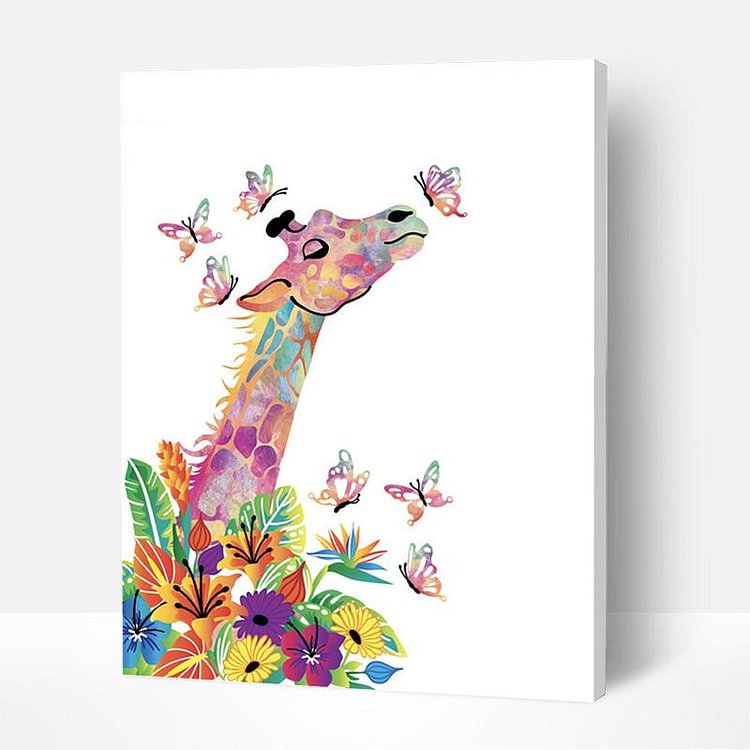 Paint by Numbers Kit for Kids - Giraffe and Butterfly, Cute Gift-BlingPainting-Customized Products Make Great Gifts