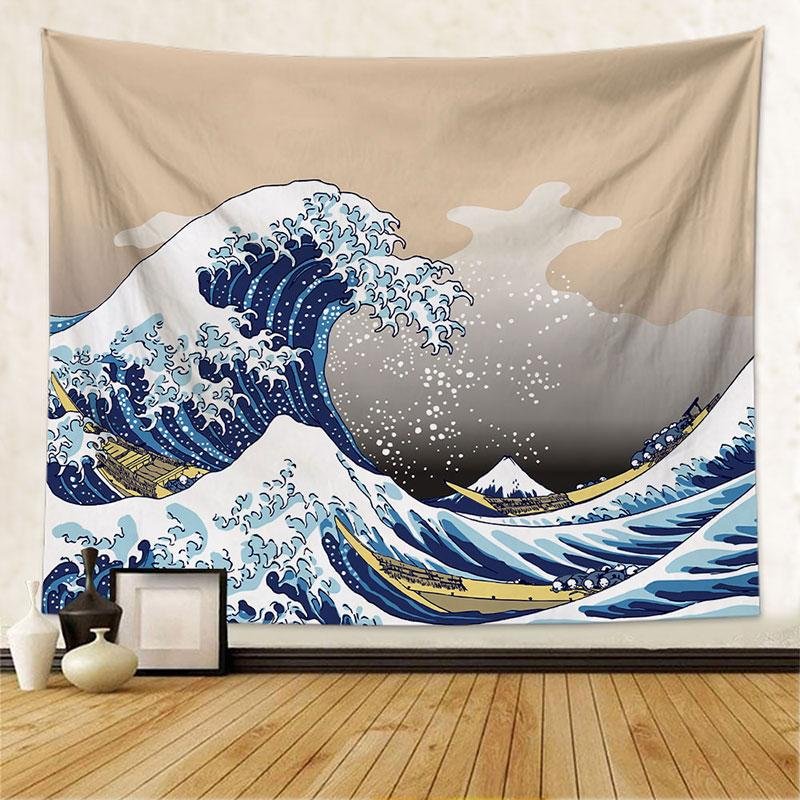 Brown Wave Wall Hanging Tapestry-BlingPainting-Customized Products Make Great Gifts